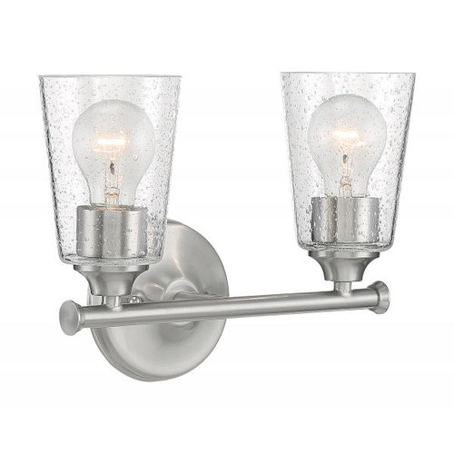 NUVO Lighting NUV-60-7182 Bransel - 2 Light - Vanity Fixture - Brushed Nickel Finish with Clear Seeded Glass