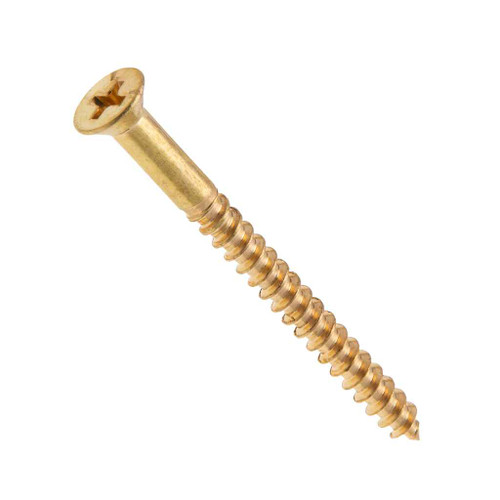 Metallics JFWPB40 12 x 1-1/4 in. Flat Head Phillips Wood Screws - Brass - 100qty