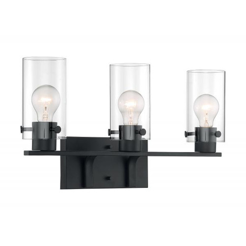 NUVO Lighting NUV-60-7273 Sommerset - 3 Light - Vanity Fixture - Matte Black Finish with Clear Glass