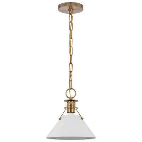 NUVO Lighting NUV-60-7526 Outpost - 1 Light - Large Pendant - Matte White with Burnished Brass