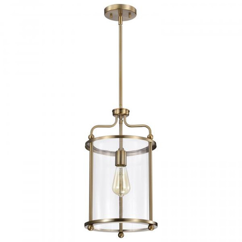 NUVO Lighting NUV-60-7935 Yorktown 1 Light Pendant - Burnished Brass Finish - Clear Glass