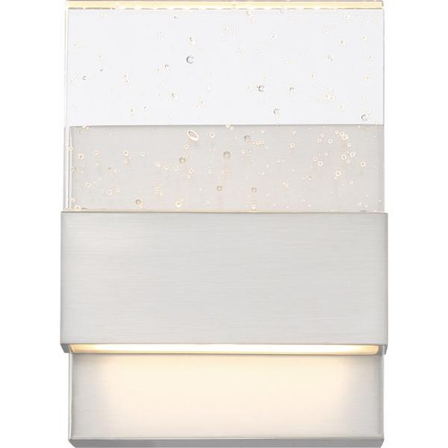 NUVO Lighting NUV-62-1501 Ellusion - LED Small Wall Sconce - 15W - Polished Nickel Finish with Seeded Glass