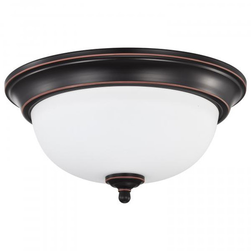 NUVO Lighting NUV-62-1558 Center Lock 13 Inch LED Flush Mount - 19 Watt - 3000K - Mahogany Bronze Finish - Frosted Glass