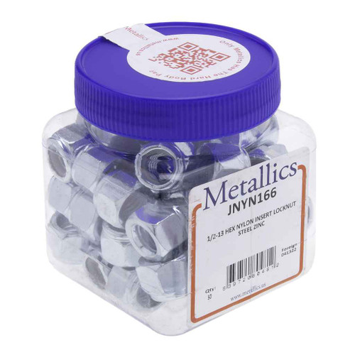 Metallics JNYN166 Nuts 1/2-13 Hx Ny-Ins Locknut St-zn (Jar 50)