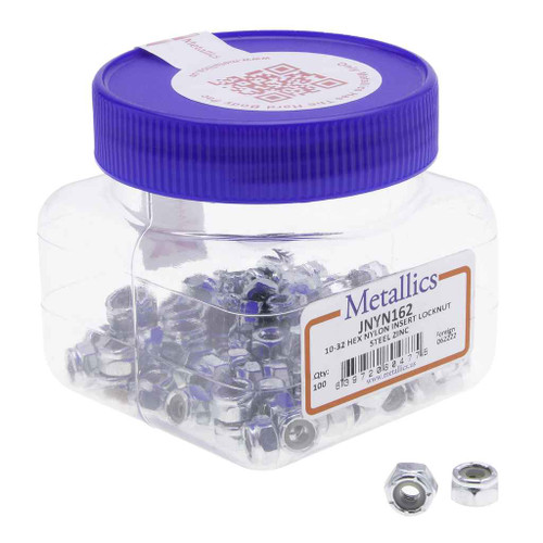 Metallics JNYN160SS Nuts 8-32 Hx Ny-Ins Locknut SS (Jar 100)