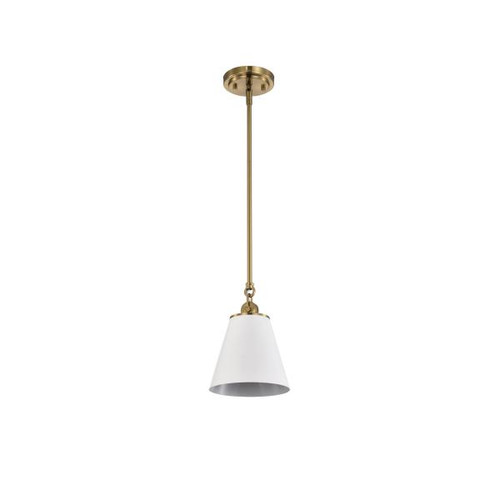 NUVO Lighting NUV-60-7409 Dover - 1 Light - Small Pendant - White with Vintage Brass