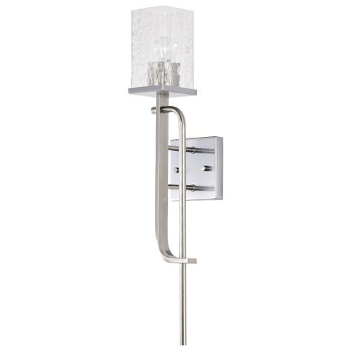 NUVO Lighting NUV-60-7747 Terrace 1 Light Wall Sconce - Polished Nickel Finish - Crackel Glass