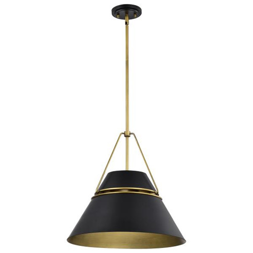 NUVO Lighting NUV-60-7768 Adina 3 Light Large Pendant - Matte Black and Natural Brass Finish