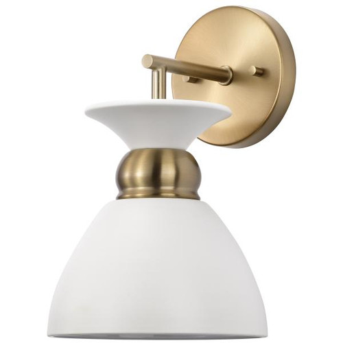 NUVO Lighting NUV-60-7459 Perkins - 1 Light - Wall Sconce - Matte White with Burnished Brass