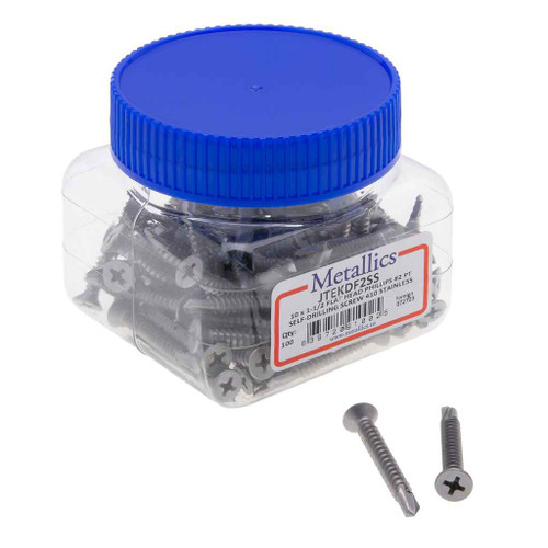 Metallics JTEKDF2SS Screws 10 X 1-1/2 Fh Ph TS D-Pt2 SS (Jar 100)