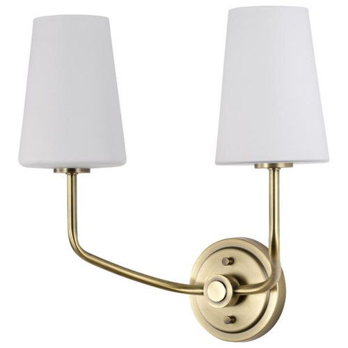 NUVO Lighting NUV-60-7882 Cordello 2 Light Sconce - Vintage Brass Finish - Etched White Opal Glass