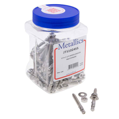 Metallics JTS3234SS Anchors 3/8 X 2-3/4 Wedge Ancr SS (Jar 100) Metallics JTS3234SS Anchors 3/8 X 2-3/4 Wedge Ancr SS (Jar 100)