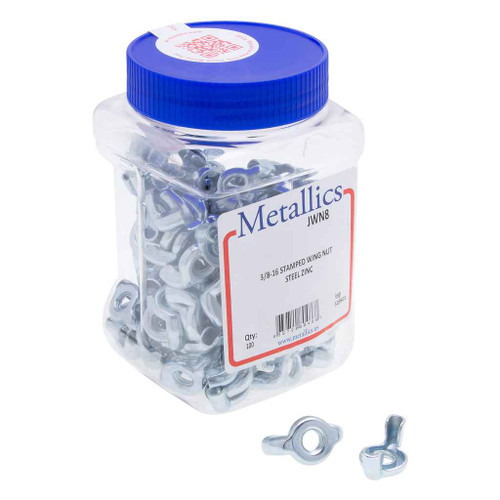 Metallics JWN8 Nuts 3/8-16 Stamp Wing Nut St-zn (Jar 100)