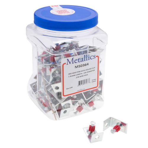 Metallics M50364 Anchors .300 Head Pins W/Ceiling Clip (Jar 100)