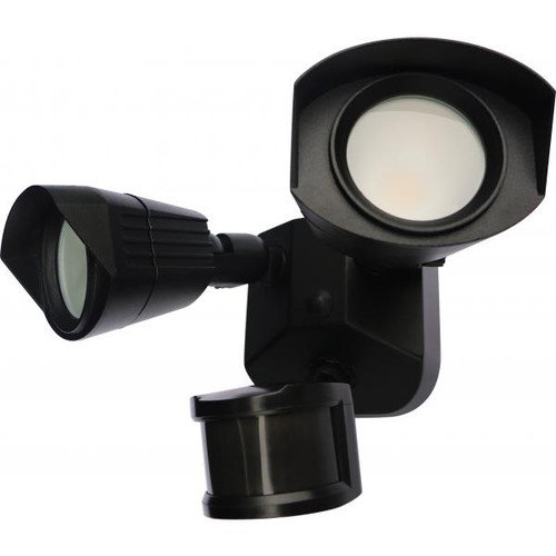 NUVO Lighting NUV-65-221 LED Security Light - Dual Head - Black Finish - 4000K - Motion Sensor