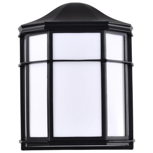 NUVO Lighting NUV-62-1397 LED Cage Lantern Fixture - Black Finish with White Linen Acrylic