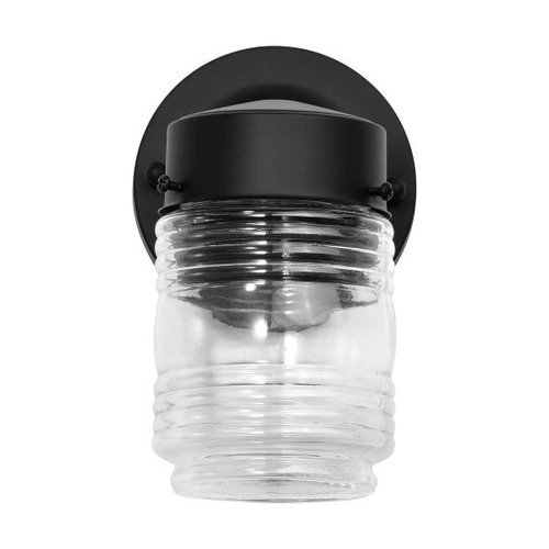 NUVO Lighting NUV-62-1573 8 Watt - 1 Light - Porch - Wall - Mason Jar Fixture - 3000K - Black Finish with Clear Glass