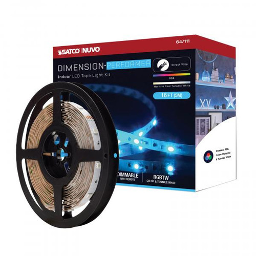 NUVO Lighting NUV-64-111 Dimension Performer - Tape light strip - 16 ft. - RGB plus Tunable White - J-Box connection - IR Remote Included
