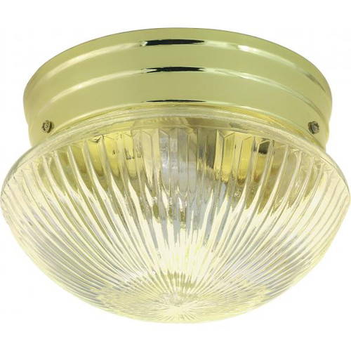 NUVO Lighting NUV-SF76-252 2 Light - 10" Flush with Clear Ribbed Glass - Polished Brass Finish