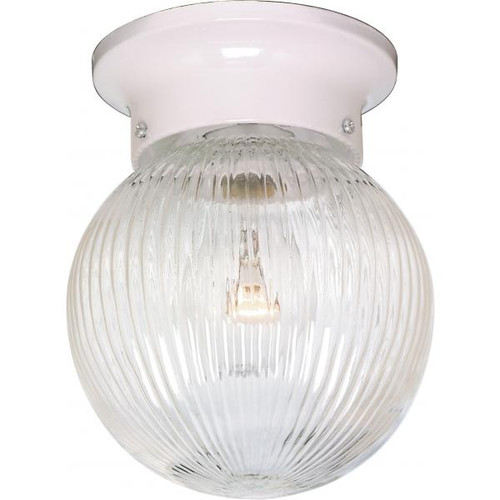 NUVO Lighting NUV-SF76-257 1 Light - 6" Flush with Clear Ribbed Glass - White Finish