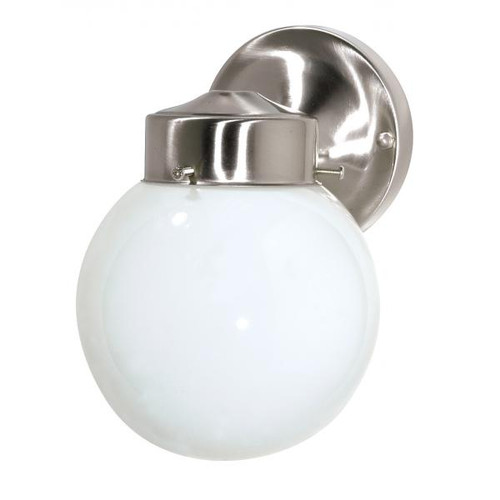 NUVO Lighting NUV-SF76-705 1 Light - 6" - Porch - Wall - With White Globe - Brushed Nickel Finish