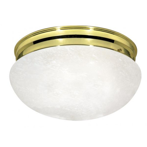 NUVO Lighting NUV-SF76-678 2 Light - 12" - Flush Mount - Large Alabaster Mushroom - Polished Brass Finish