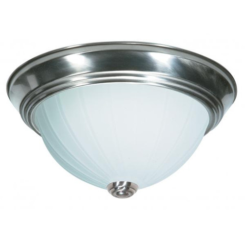 NUVO Lighting NUV-SF76-243 2 Light - 11" Flush with Frosted Melon Glass - Brushed Nickel Finish
