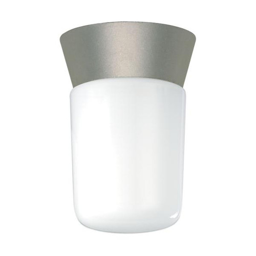 NUVO Lighting NUV-SF77-155 1 Light - 8" - Utility - Ceiling Mount - With White Glass Cylinder - Satin Aluminum Finish