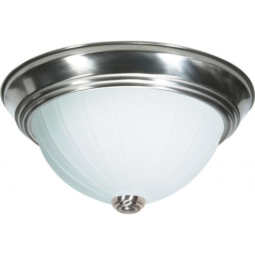 NUVO Lighting NUV-SF76-245 3 Light - 15" Flush with Frosted Melon Glass - Brushed Nickel Finish