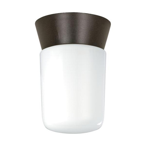 NUVO Lighting NUV-SF77-156 1 Light - 8" - Utility - Ceiling Mount - With White Glass Cylinder - Bronzotic Finish