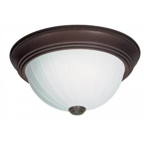 NUVO Lighting NUV-SF76-246 2 Light - 11" Flush with Frosted Melon Glass - Old Bronze Finish