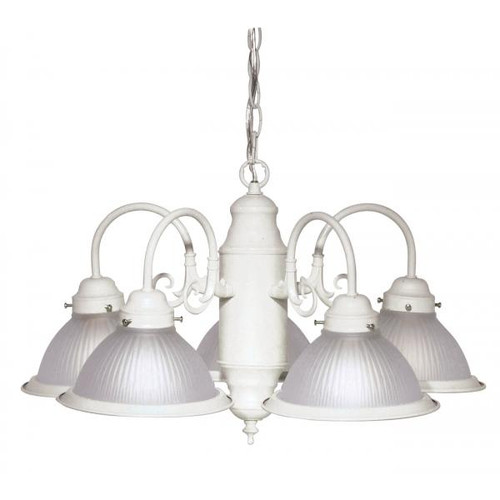 NUVO Lighting NUV-SF76-693 5 Light - 22" - Chandelier - With Frosted Ribbed Shades - Textured White Finish