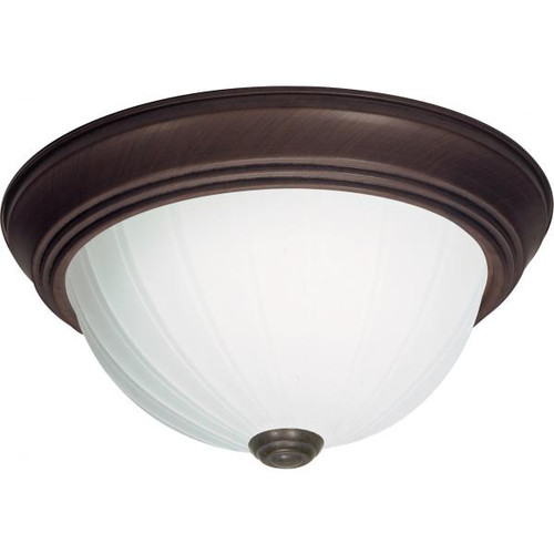 NUVO Lighting NUV-SF76-248 3 Light - 15" Flush with Frosted Melon Glass - Old Bronze Finish