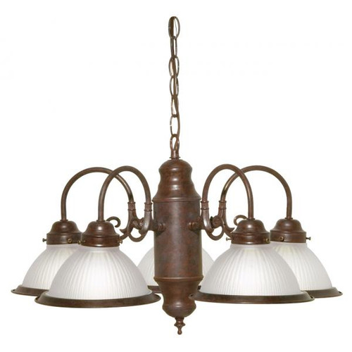 NUVO Lighting NUV-SF76-694 5 Light - 22" - Chandelier - With Frosted Ribbed Shades - Old Bronze Finish