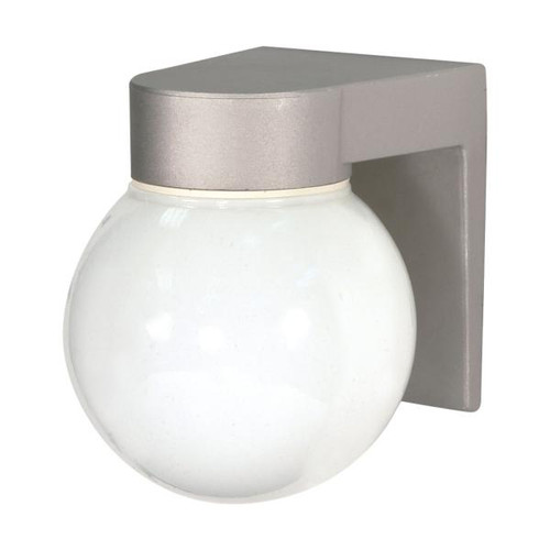 NUVO Lighting NUV-SF77-139 1 Light - 8" - Utility - Wall Mount - With White Glass Globe - Satin Aluminum Finish
