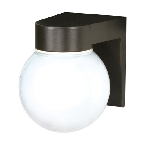 NUVO Lighting NUV-SF77-141 1 Light - 8" - Utility - Wall Mount - With White Glass Globe - Bronzotic Finish