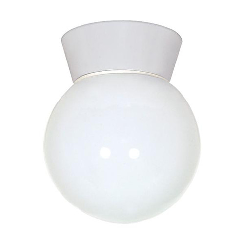 NUVO Lighting NUV-SF77-532 1 Light - 8" - Utility - Ceiling Mount - With White Glass Globe - White Finish