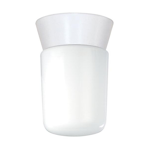 NUVO Lighting NUV-SF77-533 1 Light - 8" - Utility - Ceiling Mount - With White Glass Cylinder - White Finish