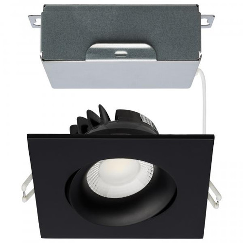 Satco Lighting SAT-S11628R1 12 Watt LED Direct Wire Downlight - Gimbaled - 3.5 Inch - CCT Selectable - Square - Remote Driver - Black Finish - 840 Lumens - 120 Volt