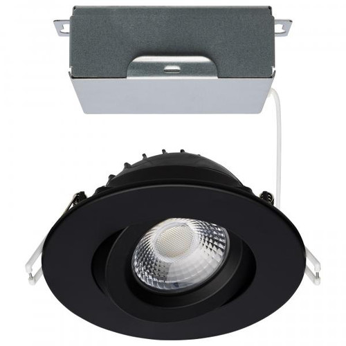 Satco Lighting SAT-S11619R1 12 Watt LED Direct Wire Downlight - Gimbaled - 4 Inch - CCT Selectable - Round - Remote Driver - Black Finish - 850 Lumens - 120 Volt