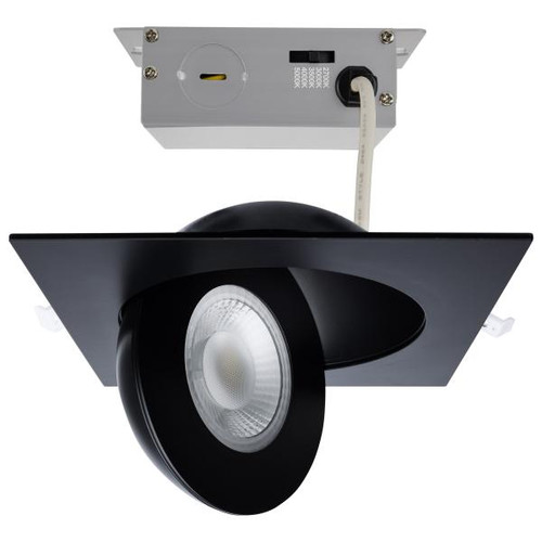 Satco Lighting SAT-S11863 15 Watt - CCT Selectable - LED Direct Wire Downlight - Gimbaled - 6 Inch Square - Remote Driver - Black