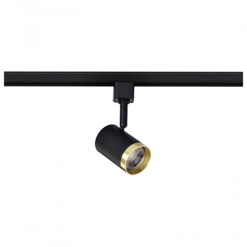 NUVO Lighting NUV-TH647 12 Watt LED Small Cylindrical Track Head - 3000K - Matte Black and Brushed Brass Finish