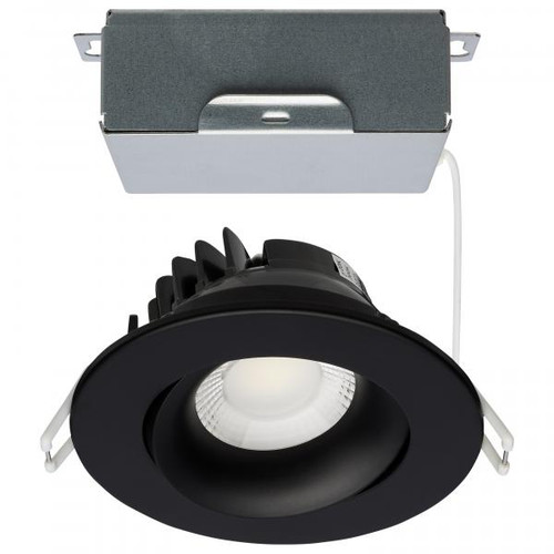 Satco Lighting SAT-S11625R1 12 Watt LED Direct Wire Downlight - Gimbaled - 3.5 Inch - CCT Selectable - Round - Remote Driver - Black Finish - 840 Lumens - 120 Volt