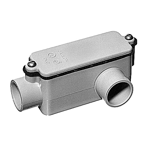 Thomas & Betts Type LL Conduit Body 1-1/4 Inch Hub PVC Gray Electrical Fitting Thomas & Betts Type LL Conduit Body 1-1/4 Inch Hub PVC Gray Electrical Fitting