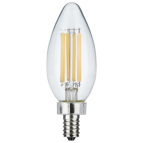 Satco Lighting SAT-S11344 8 Watt C11 LED - Clear Finish - Candelabra Base - 4000K - 90 CRI - 800 Lumens - 120 Volt