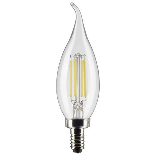 Satco Lighting SAT-S21299 4 Watt CA10 LED - Clear - Candelabra base - 90 CRI - 5000K - 120 Volt