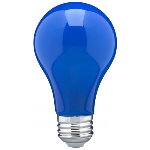 Satco Lighting SAT-S14985 8 Watt A19 LED - Ceramic Blue - Medium base - 360 deg. Beam Angle - 120 Volt