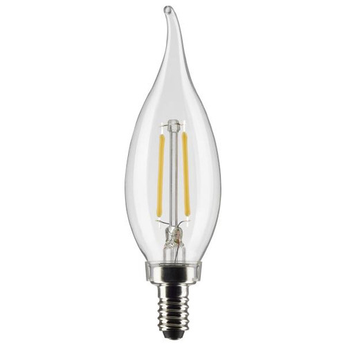 Satco Lighting SAT-S21294 3 Watt CA10 LED - Clear - Candelabra base - 90 CRI - 2700K - 120 Volt