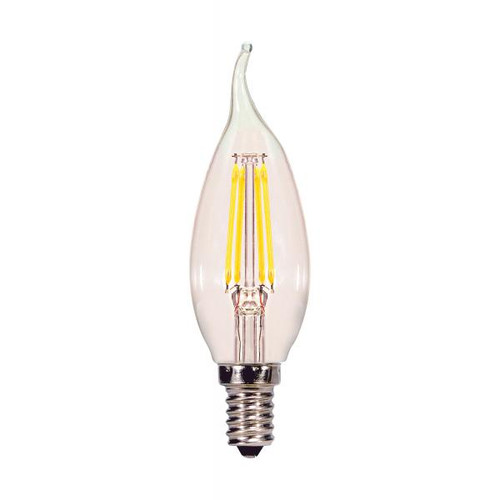 Satco Lighting SAT-S21722 4.5 Watt CA10 LED - Clear - Candelabra base - 5000K - 120 Volt - 2-Card