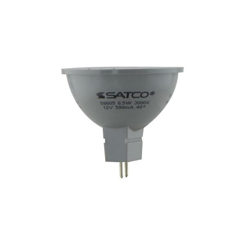 Satco Lighting SAT-S8605 6.5 Watt - LED MR16 LED - 3000K - 40 deg. Beam Angle - GU5.3 base - 12 Volt AC/DC - Carded